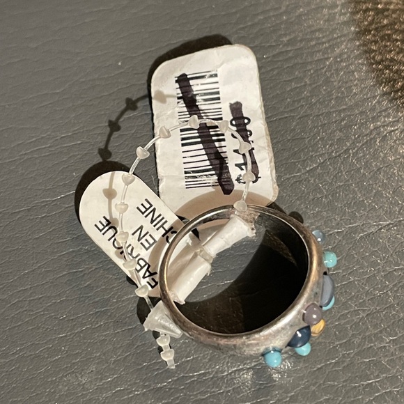 Free People Turquoise Tortoise Silver tone Stone Dome Ring, Size 7, NWT! - Picture 9 of 16